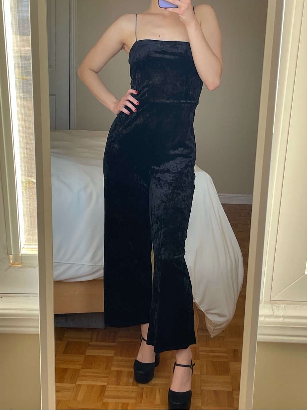 Dynamite Black Velvet Jumpsuit